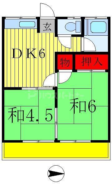 コーポ仙元(2DK/2階)の間取り写真