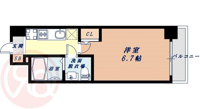 SERENITE本町REFLET(1K/14階)の間取り写真