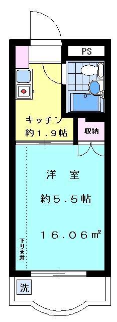ハイタウン大倉山NO.3(1K/2階)の間取り写真