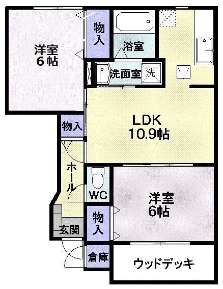 さくらヶ丘A棟(2LDK/1階)の間取り写真