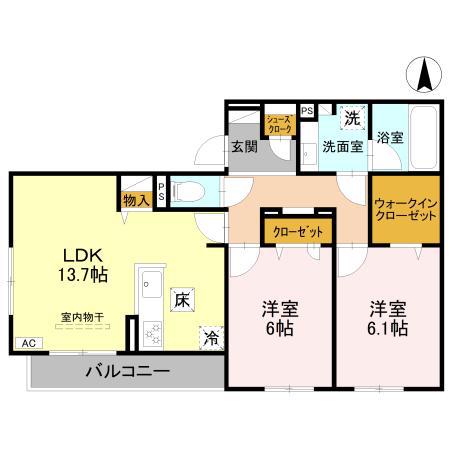 D-ROOM甲子園口(2LDK/1階)の間取り写真