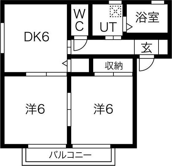 サンメゾン菊川A(2DK/1階)の間取り写真