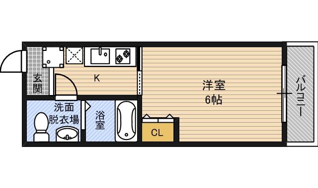 ルミエール鶴見緑地(1K/1階)の間取り写真