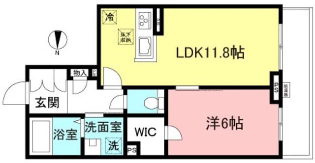 ヴェルジェ ワイエス(1LDK/2階)の間取り写真
