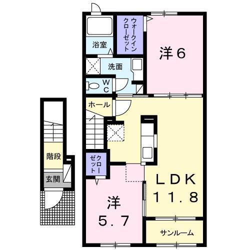 フリーデ(2LDK/2階)の間取り写真