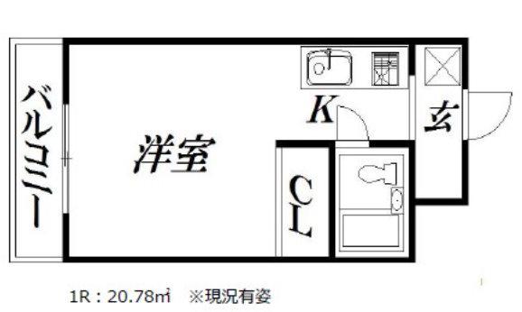 リミエールKI(ワンルーム/2階)の間取り写真