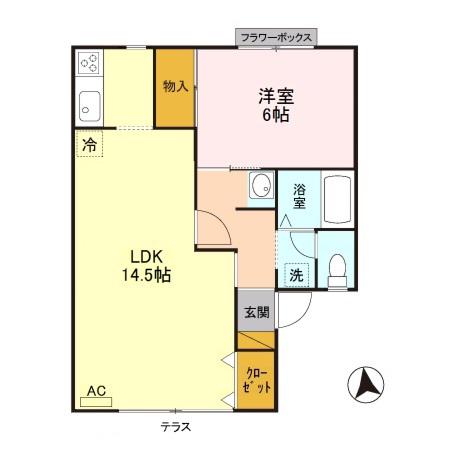 ラ・ポール丸山 A/B(1LDK/1階)の間取り写真