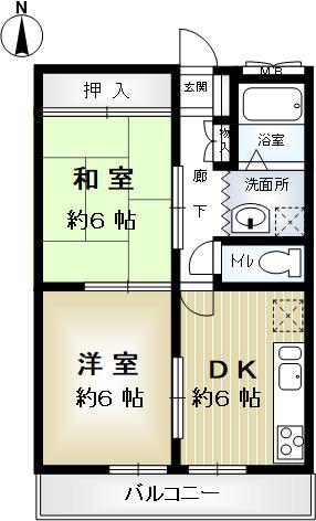 ドルチェ武庫之荘(2DK/3階)の間取り写真