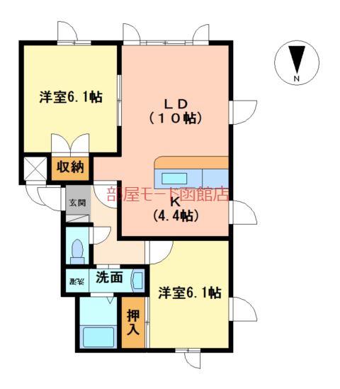 クレストール・ピアレ(2LDK/2階)の間取り写真