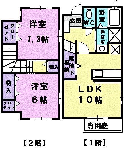 アビタシオン(2LDK/1階)の間取り写真