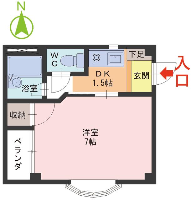 コーポツタエ(1DK/2階)の間取り写真