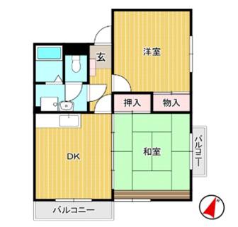 JLBグランエクリュ明大前(2DK/2階)の間取り写真