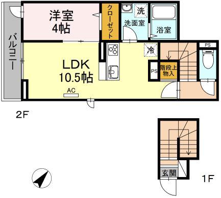 B LAKE CATSLEビーレイクキャッスル(1LDK/2階)の間取り写真