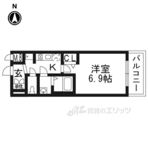 プレサンスTHEKYOTO 華苑(1K/2階)の間取り写真