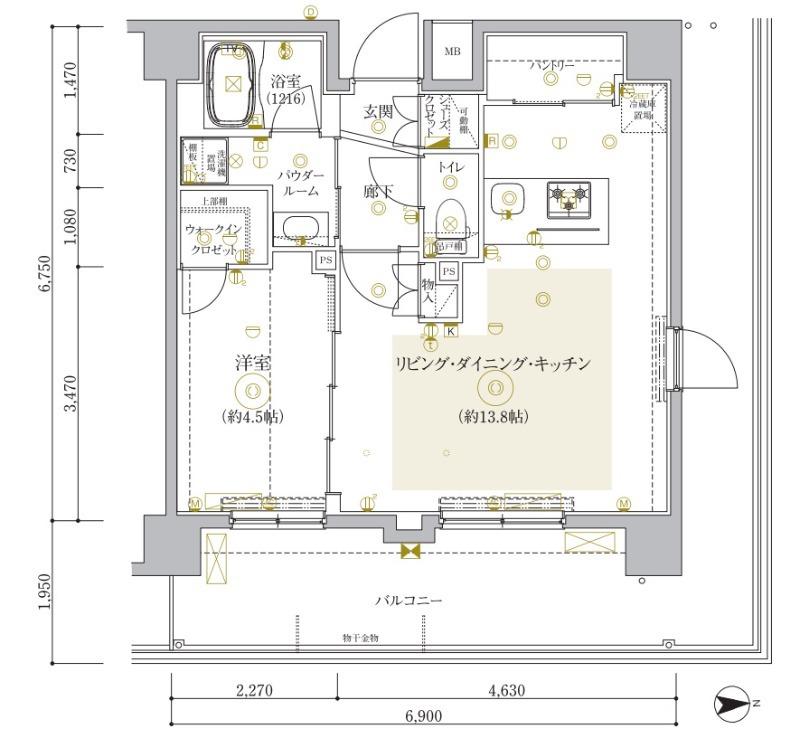 セジョリ墨田イーストII(1LDK/5階)の間取り写真