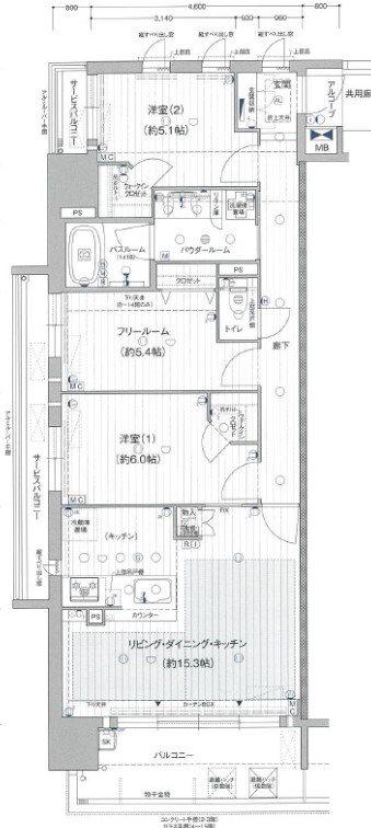 プレサンスジェネ新栄町駅前 葵(3LDK/5階)の間取り写真