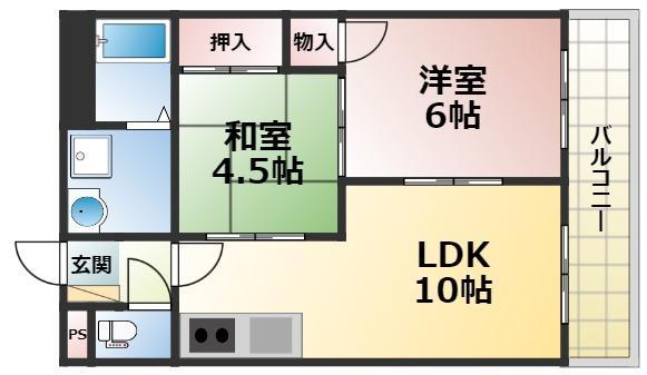 メゾン深江(2LDK/3階)の間取り写真