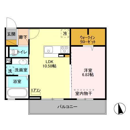 ロイヤルガーデン(1LDK/2階)の間取り写真