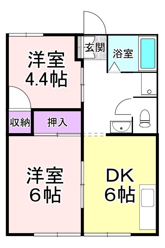 サンライズ(2DK/1階)の間取り写真