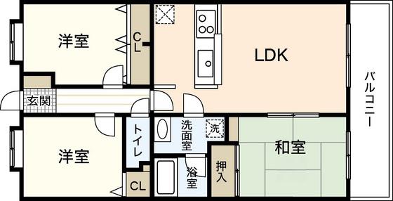 第2マエダビル(3LDK/2階)の間取り写真