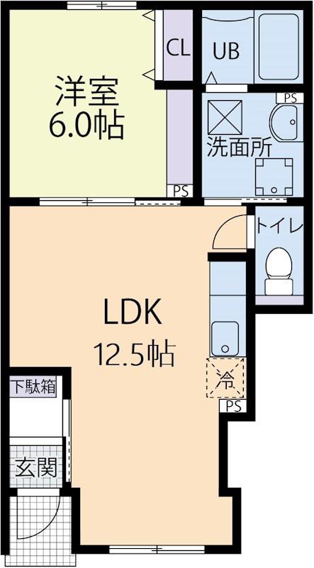 OPUS ONE (1LDK/1階)の間取り写真