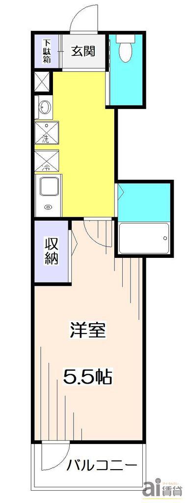 MELLAS新秋津II(1K/2階)の間取り写真