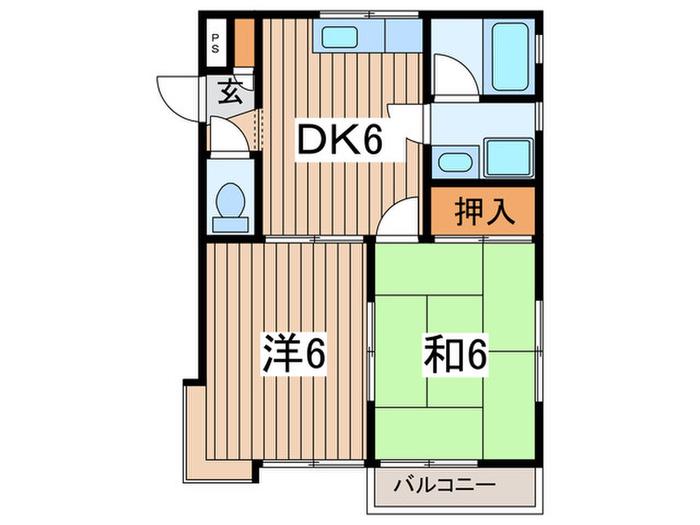 マスコットヒルズA(2DK/2階)の間取り写真
