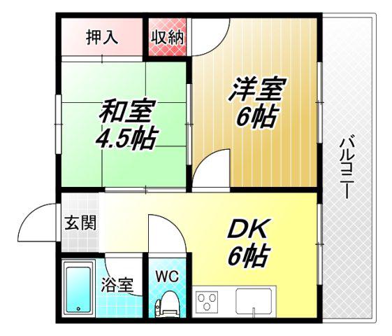 ベルメゾン(2DK/1階)の間取り写真