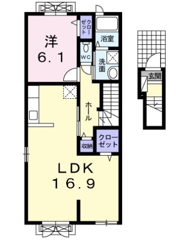 アレグレⅡ(1LDK/2階)の間取り写真