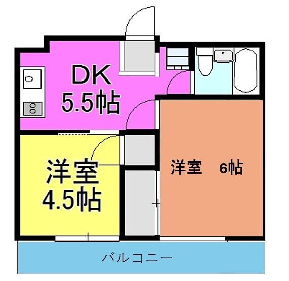 めぞんSAMU(2DK/2階)の間取り写真