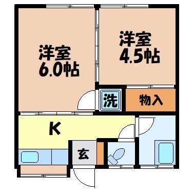 竹田アパート(2K/1階)の間取り写真