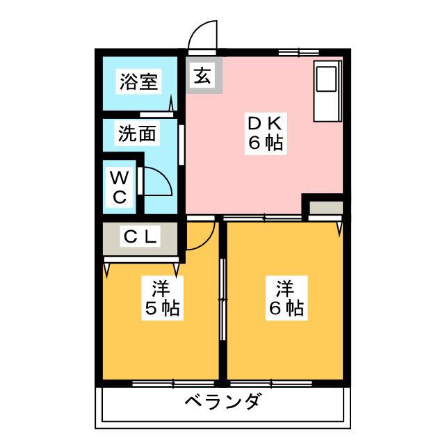 ひまわり(2DK/2階)の間取り写真