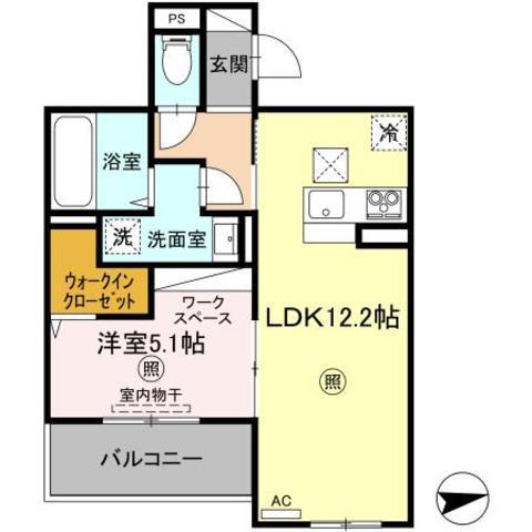 PREMILIFE都町18(1LDK/1階)の間取り写真