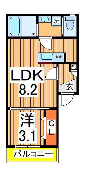 AJ南流山ノースⅤ(1LDK/3階)の間取り写真