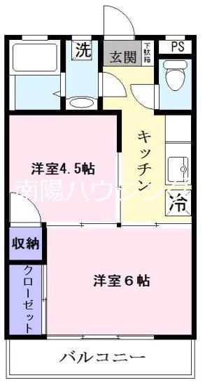 第三麻生マンション(2K/3階)の間取り写真