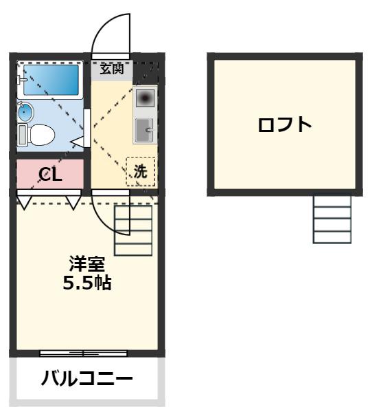 カーサフロール西船(1K/1階)の間取り写真