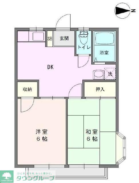 アルペジオ嵐山(2DK/1階)の間取り写真