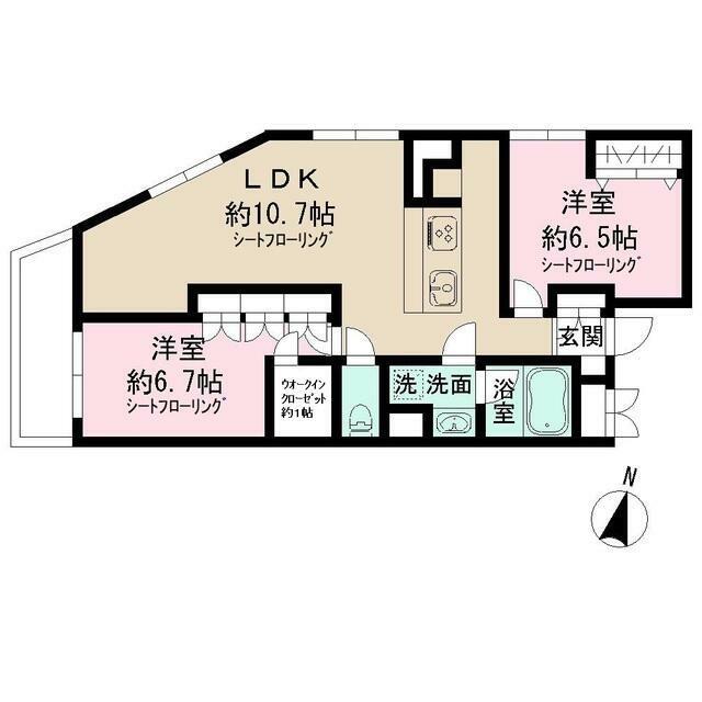 ADMIRAL HIMONYA 部屋番号201(2LDK/2階)の間取り写真