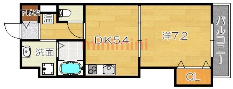 リベルタ・ヴィータ(1DK/2階)の間取り写真