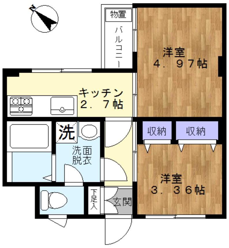 マイキャッスル西小山第2(2K/3階)の間取り写真