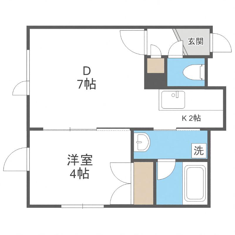 フォレスト北野通(1LDK/2階)の間取り写真