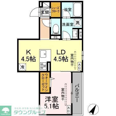 テムズフィオーレ(1LDK/3階)の間取り写真