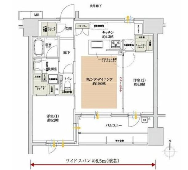 サンクレイドル天王寺(2LDK/9階)の間取り写真