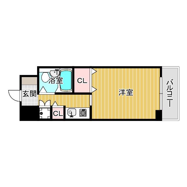 ロマネスク 天神ノ森(1K/6階)の間取り写真