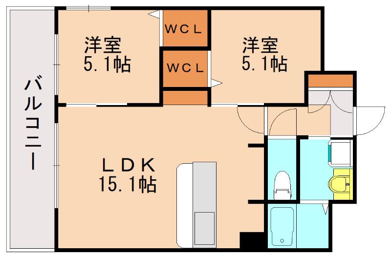 REGINA(2LDK/3階)の間取り写真
