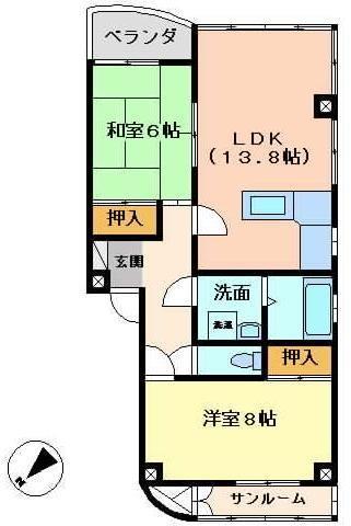 メゾンときわ(2LDK/2階)の間取り写真
