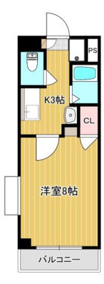 ルナ国体町(1K/6階)の間取り写真