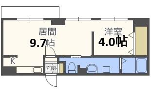 LEE厚別中央(1LDK/4階)の間取り写真