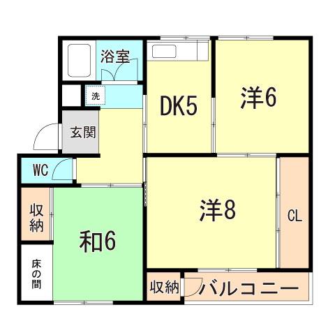 渦が森コーポ6号館(3DK/3階)の間取り写真
