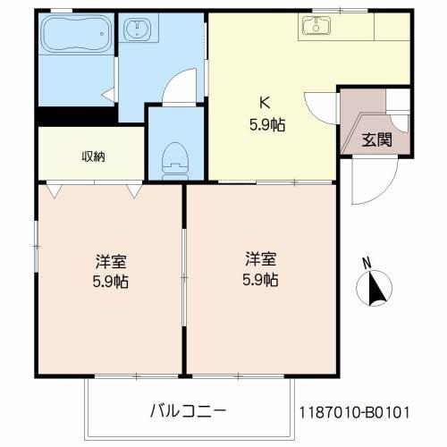 アレズィ七隈(2K/1階)の間取り写真